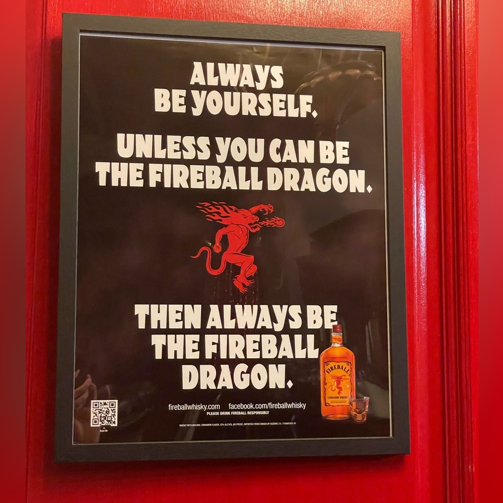 Framed Fireball Whiskey Dragon Motivational Poster